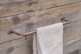 Solid Copper Hand Forged Towel Bar / Cloth Rack Rustic Farmhouse Cabin Steampunk