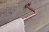 Solid Copper Hand Forged Towel Bar / Cloth Rack Rustic Farmhouse Cabin Steampunk
