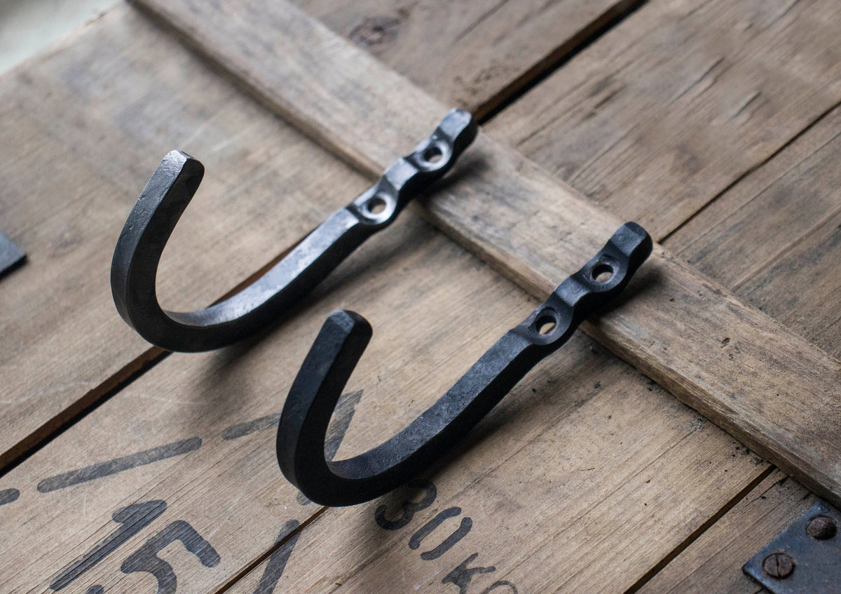 Hand Forged J Hooks, Blacksmith Drive Hook, Wall Hook, Handmade Steel Hook,  Veteran Made, Made in the USA -  UK