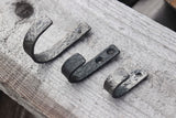 Hand Forged Wrought Iron Heavy Textured Flat Hook J Hook